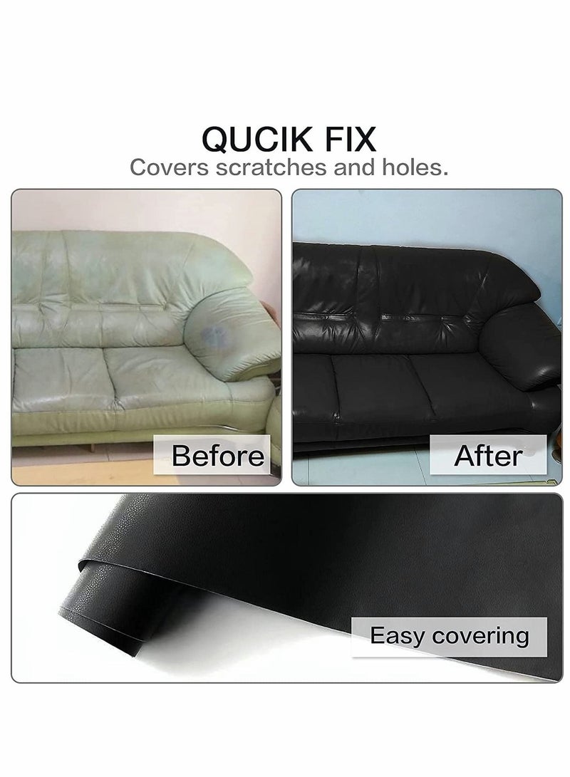 Captaintech Sofa Leather Repair Patches 50 X 137 cm Large Self Adhesive Decorative Tape DIY Adhesive Backed Lychee Repair Patches for Sofas Shoes Car Seats Handbags and Other Leather Patches (Black) - Image 4