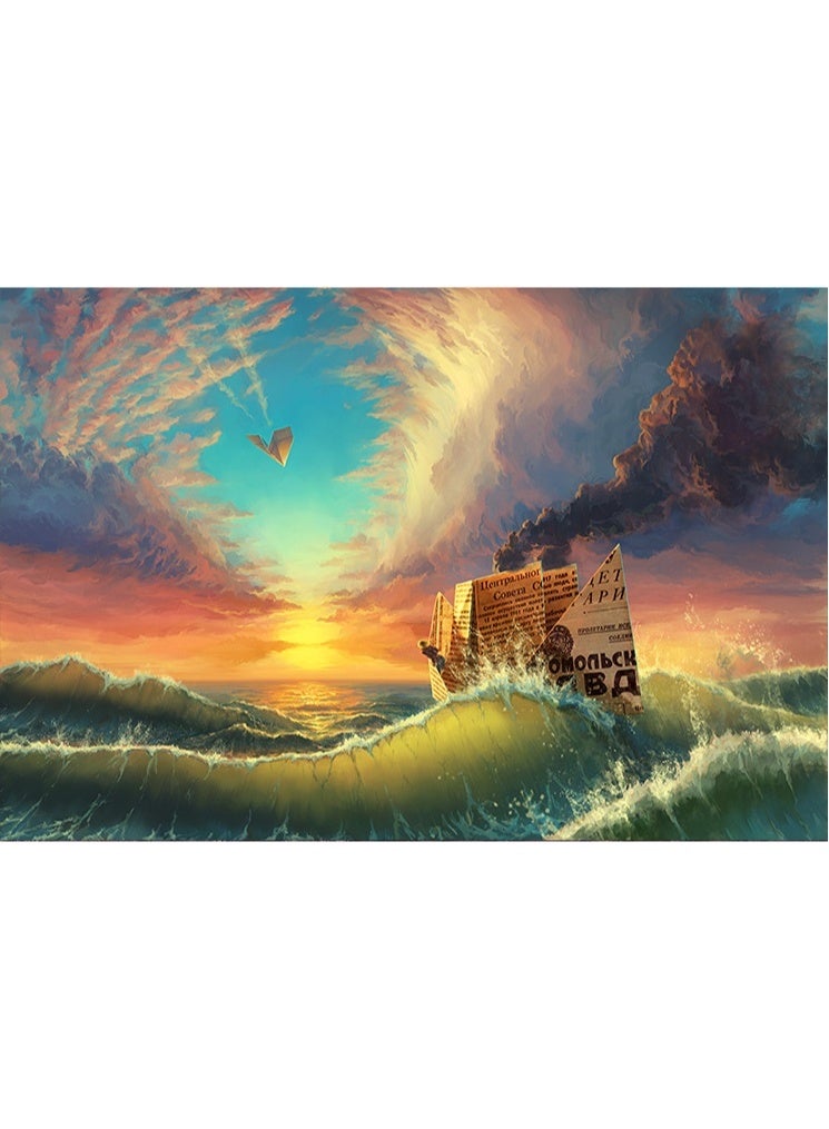1000 piece puzzle | Paper boat wave themed puzzle | Puzzles and puzzle leisure toys suitable for adults and children - Image 1