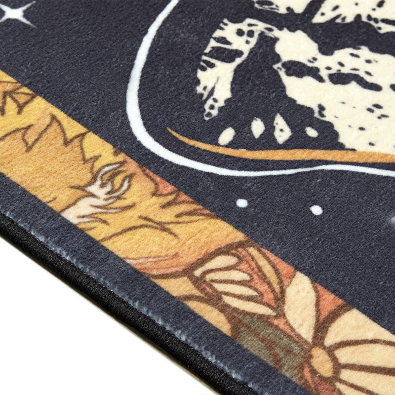 Ouyattle Washable Mystical Luna Moth Rugs Ultra Thin, Boho Moody Black Floral Aesthetic Living Room Rugs Vintage Hippie Celestial Aesthetic Bedroom Rug, Retro 8x10 Area Rug for Dining Room Dorm - Image 5