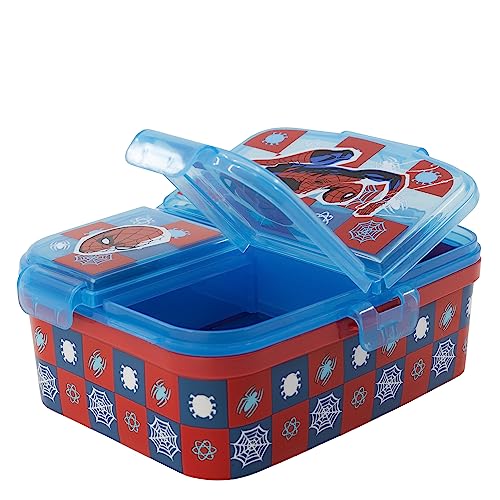 Gluman Partition Lunch Box for Kids with Snap Lock Closure | 4 Compartment Lunch Box for School | 4 Tier Air Tight Lunch Box for Kids Fresh Box for Pasta, Salad, Wraps 500 ml (Disney Spiderman) - Image 5