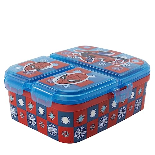 Gluman Partition Lunch Box for Kids with Snap Lock Closure | 4 Compartment Lunch Box for School | 4 Tier Air Tight Lunch Box for Kids Fresh Box for Pasta, Salad, Wraps 500 ml (Disney Spiderman) - Image 2