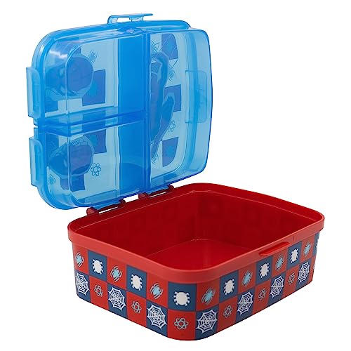 Gluman Partition Lunch Box for Kids with Snap Lock Closure | 4 Compartment Lunch Box for School | 4 Tier Air Tight Lunch Box for Kids Fresh Box for Pasta, Salad, Wraps 500 ml (Disney Spiderman) - Image 4