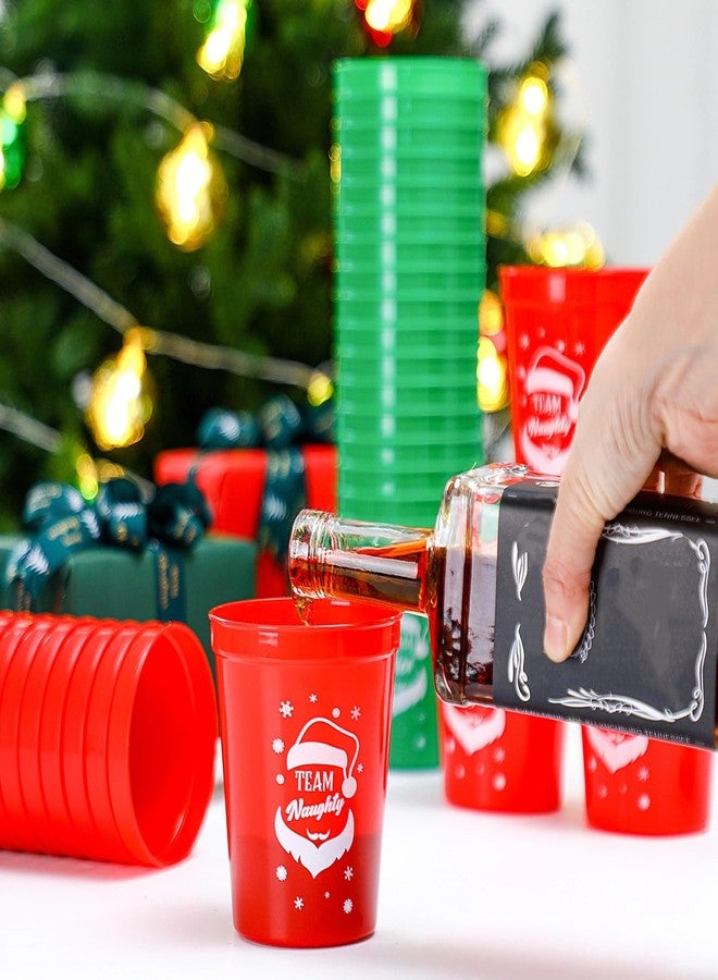 Funtery 40 Pcs Christmas Party Cups 16 oz Xmas Team Naughty or Nice Cups Plastic Red Green Cocktail Tumbler with Foil Xmas Party Eve Decoration Stadium Disposable Reusable Drinkware Holiday Supplies Adult - Image 4