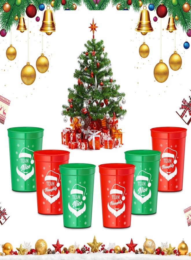 Funtery 40 Pcs Christmas Party Cups 16 oz Xmas Team Naughty or Nice Cups Plastic Red Green Cocktail Tumbler with Foil Xmas Party Eve Decoration Stadium Disposable Reusable Drinkware Holiday Supplies Adult - Image 5