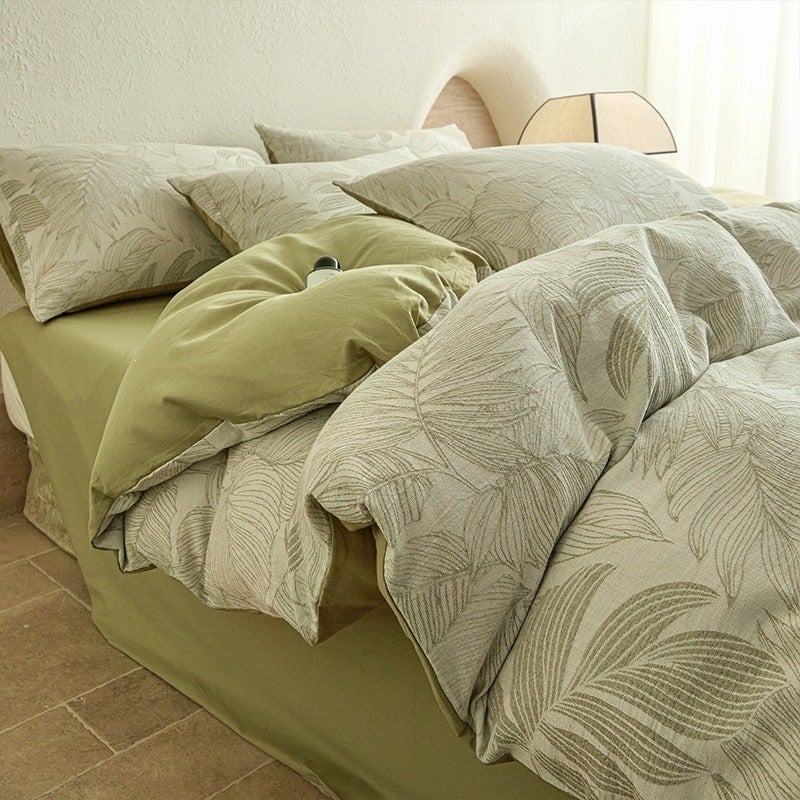 100% Cotton Three-Layer Yarn-Dyed Bedding Set - Luxurious Retro Style