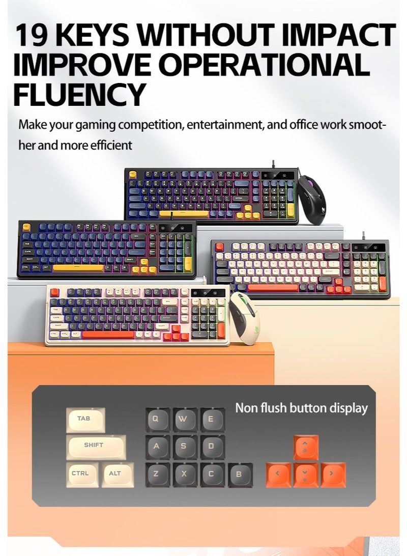 TWOLF TF330 98 Keys Mix Colors Wired Gaming Mouse Keyboard Combination Backlit Gaming Keyboard Mixed Color Backlit 7200DPI Mouse - Image 4