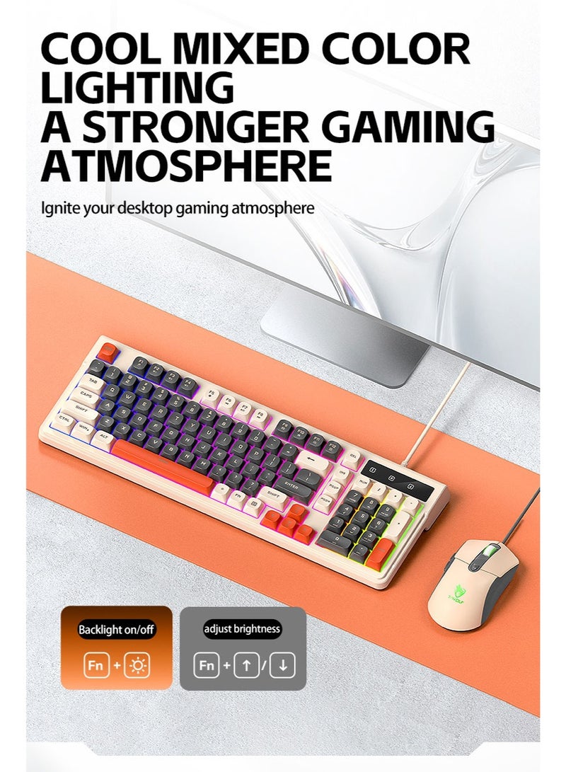 TWOLF TF330 98 Keys Mix Colors Wired Gaming Mouse Keyboard Combination Backlit Gaming Keyboard Mixed Color Backlit 7200DPI Mouse - Image 3