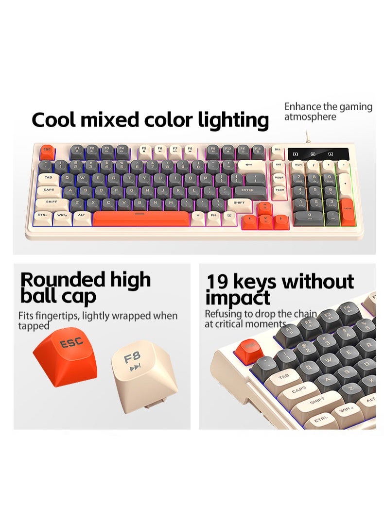 TWOLF TF330 98 Keys Mix Colors Wired Gaming Mouse Keyboard Combination Backlit Gaming Keyboard Mixed Color Backlit 7200DPI Mouse - Image 2