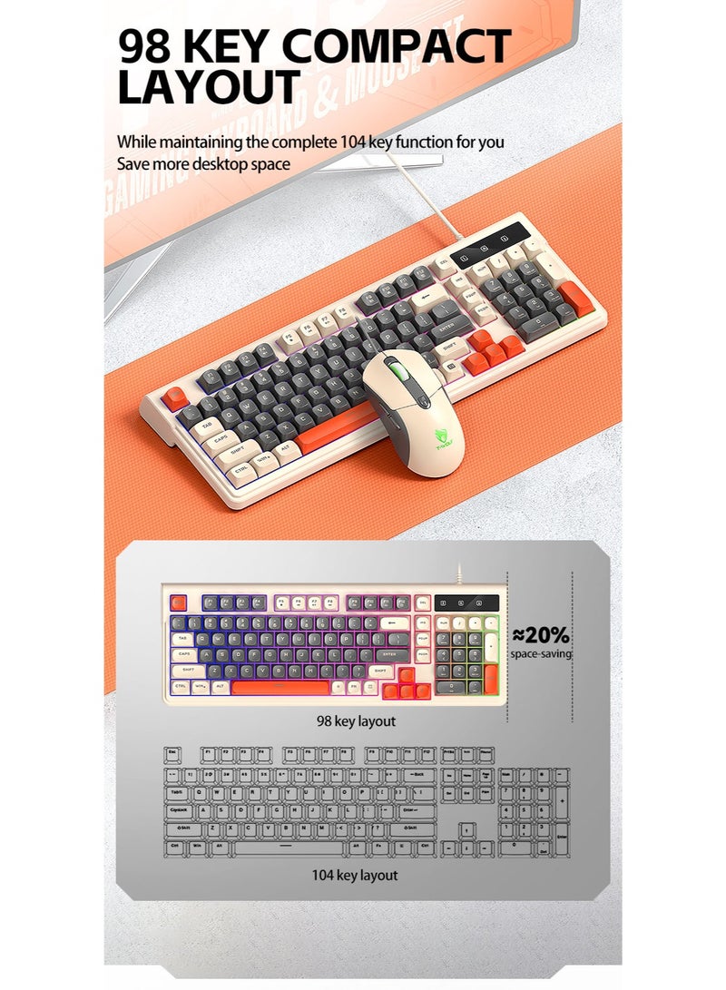 TWOLF TF330 98 Keys Mix Colors Wired Gaming Mouse Keyboard Combination Backlit Gaming Keyboard Mixed Color Backlit 7200DPI Mouse - Image 5