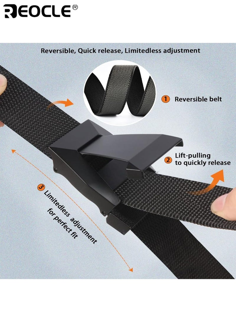 REOCLE Nylon Stretch Belt for Men Elastic Tactical Golf Belt Hiking Rigger Webbing Work Belt with Heavy Duty Quick Release Buckle for Jeans Woven Elastic Casual Outdoor and Work Use - Image 3