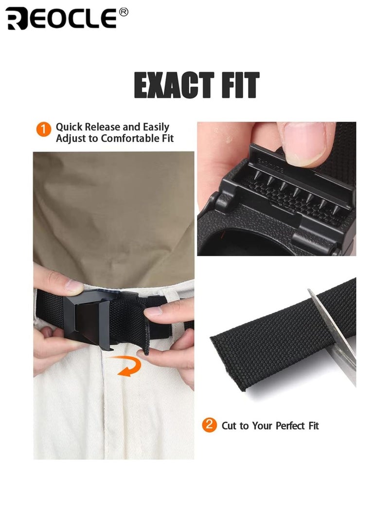REOCLE Nylon Stretch Belt for Men Elastic Tactical Golf Belt Hiking Rigger Webbing Work Belt with Heavy Duty Quick Release Buckle for Jeans Woven Elastic Casual Outdoor and Work Use - Image 5