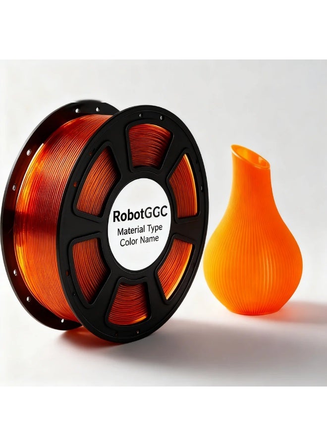 robotgcc PETG Crystal Orange 1.75mm 3D Printing Material 1KG Spool for FDM 3D Printing Smooth Extrusion Stable Diameter ±0.02mm Low Warping Strong Layer Adhesion High Strength Transparent Effect Easy Print PETG 3D Printing Material for Prototyping Engineering Models DIY Education Compatible with Most 3D Printers Semi Transparent Glossy Finish Impact Resistance Durable Performance Continuous Printing No Clogging Uniform Winding Precision Printing Reliable Output - Image 2