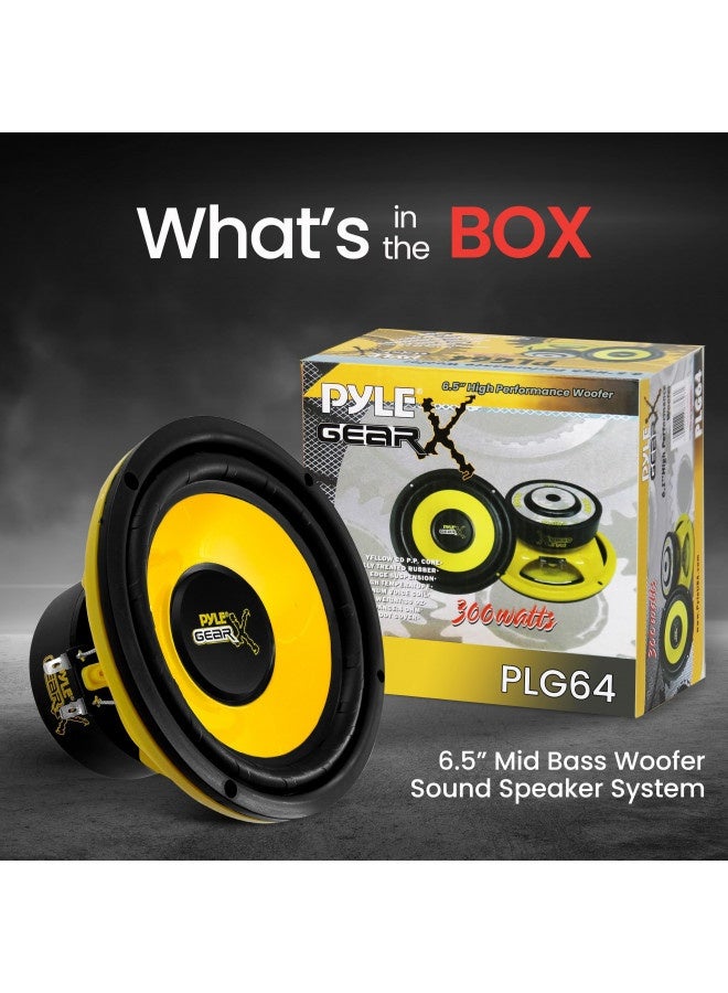 Pyle 6.5 Inch Mid Bass Woofer Sound Speaker System - Pro Loud Range Audio 300 Watt Peak Power W/ 4 Ohm Impedance And 60-20Khz Frequency Response For Car Component Stereo Plg64,Yellow - Image 2
