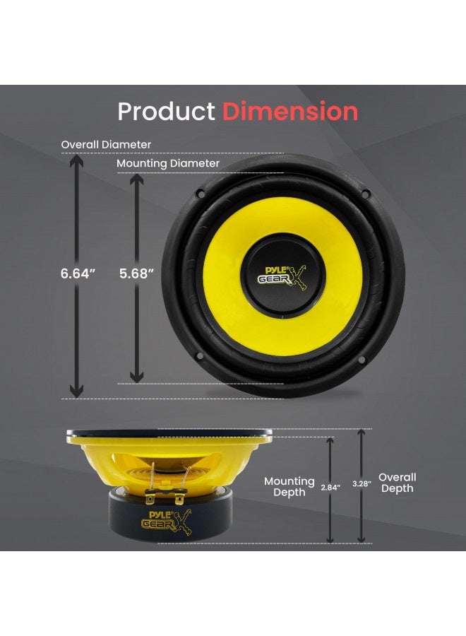 Pyle 6.5 Inch Mid Bass Woofer Sound Speaker System - Pro Loud Range Audio 300 Watt Peak Power W/ 4 Ohm Impedance And 60-20Khz Frequency Response For Car Component Stereo Plg64,Yellow - Image 3