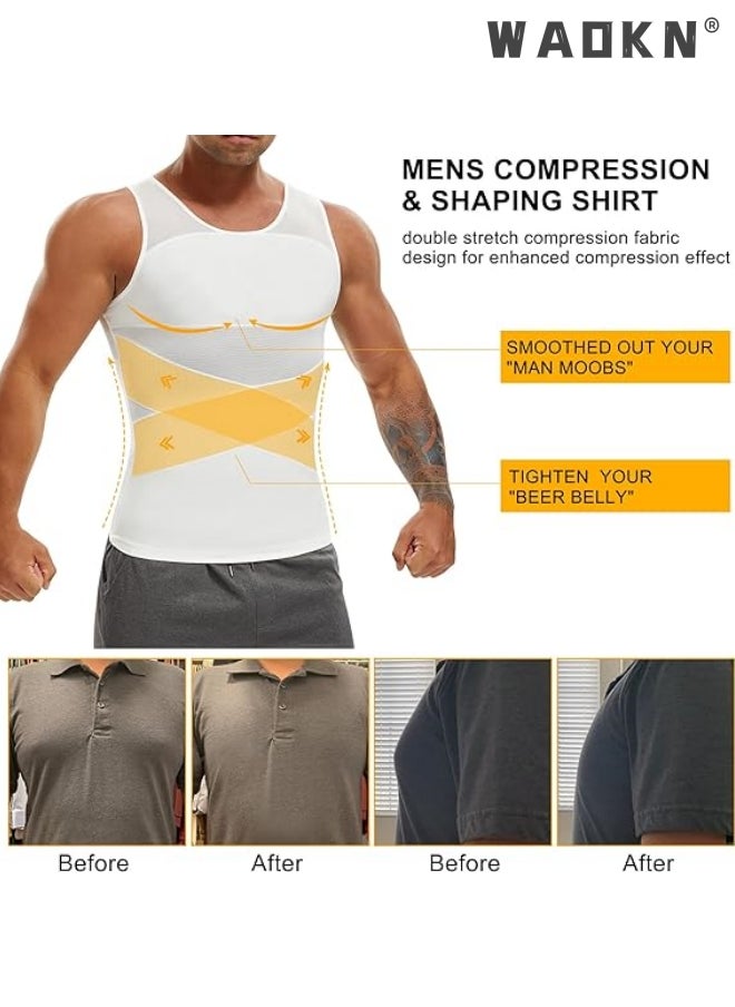 WAOKN Men Chest Compression Vest Body Shaper Sleeveless Posture Corrector Slimming Tummy Control Waist Trimmer Mesh Tops Compression Shirt for Men Slimming Undershirt Body Shaper Tank top Shapewear Vest  - Image 5