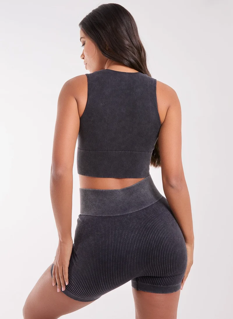 Pink Vanilla Washed Active Crop Top