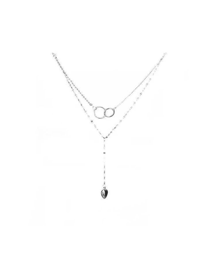 Goolsky قلادة قلب مزدوجة الطبقات بأسلوب سولت - تصميم فاخر إندي، سلسلة عظم الترقوة العصرية - Image 3