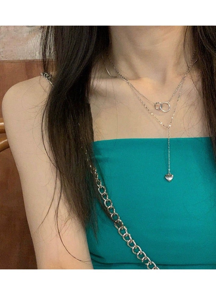 Goolsky قلادة قلب مزدوجة الطبقات بأسلوب سولت - تصميم فاخر إندي، سلسلة عظم الترقوة العصرية - Image 4