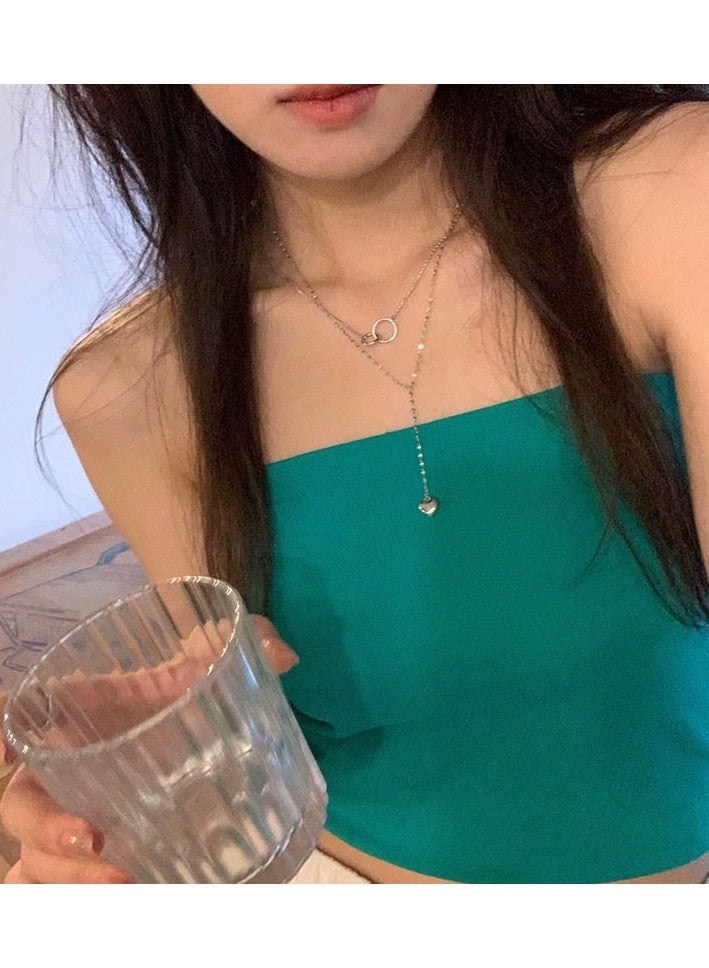 Goolsky قلادة قلب مزدوجة الطبقات بأسلوب سولت - تصميم فاخر إندي، سلسلة عظم الترقوة العصرية - Image 5