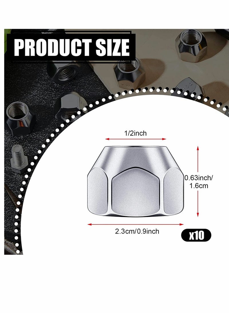 MUNTAQI 20 Inch Trailer Lug Nuts 10 Pieces 509 Tire Lugs Wheel Nuts Wheel Trailer Lugs Tire Acorn Nut Silver Lug Nuts Open End Finish Lug Nuts for Trailers Tire Wheel Tire Screw Iron Rim Tire Nut - Image 2