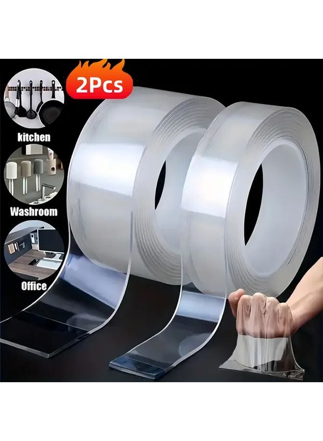 2 قطعة شريط لاصق مزدوج الوجهين 0.79 × 39.37 بوصة قوي قابل لإعادة الاستخدام للمطبخ - Image 2