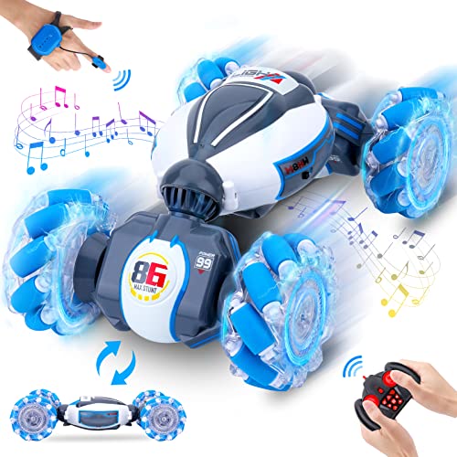 Fosgoit Gesture Sensing RC Stunt Car Toys for Boys Girls 612 Year Old 4WD Remote Control Car 360 Rotate Transform OffRoad Drift RC Toy with Lights Music 24Ghz Hand Control Birthday Xmas Gifts - Image 1