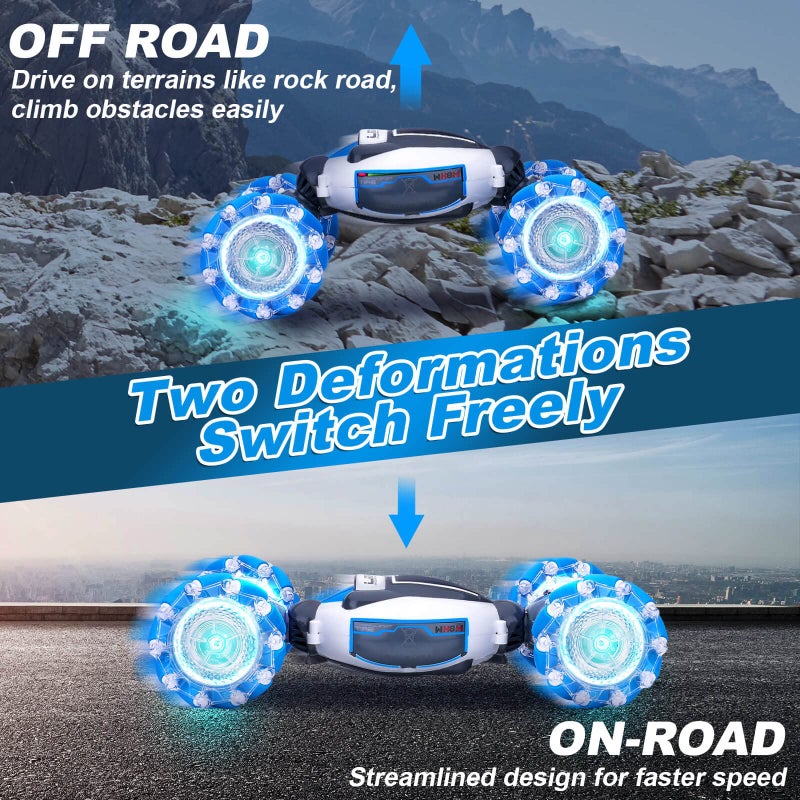 Fosgoit Gesture Sensing RC Stunt Car Toys for Boys Girls 612 Year Old 4WD Remote Control Car 360 Rotate Transform OffRoad Drift RC Toy with Lights Music 24Ghz Hand Control Birthday Xmas Gifts - Image 3
