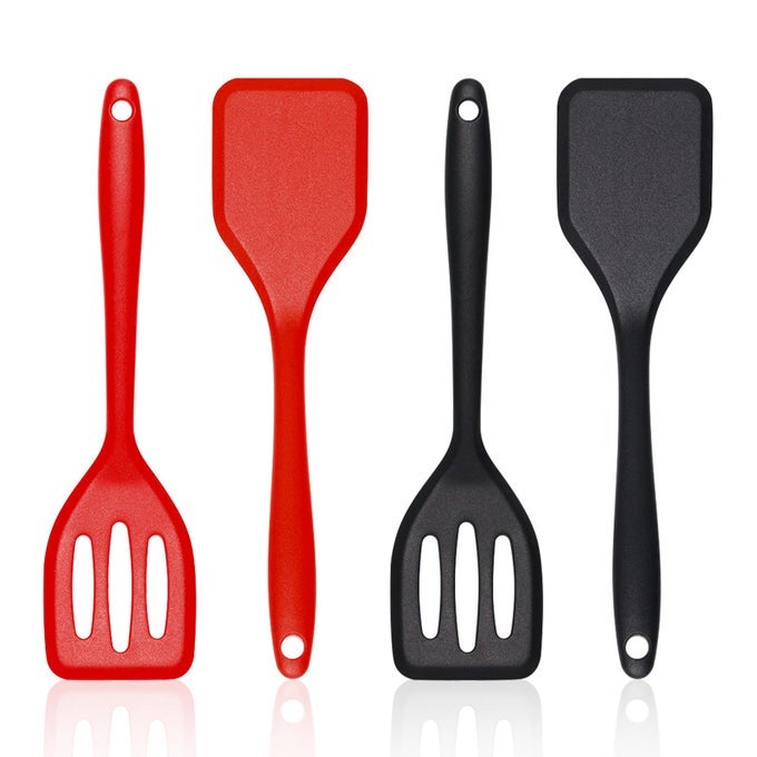SMALL SILICONE SERVING SPATULA SET OF 4 MINI SILICONE SPATULA SET FOR KITCHEN USE SMALL SPATULAS FOR EGG STEAK PANCAKEBLACK RED