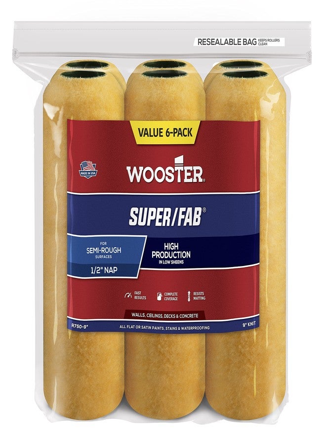 Wooster Brush R750-9 Super/Fab Roller Cover, 1/2-Inch Nap, 6-Pack , 9-Inch - Image 2