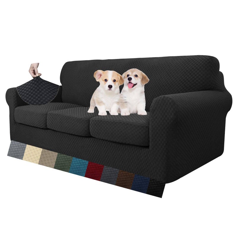 MAXIJIN 4 Piece Couch Covers for 3 Cushion Couch Super Stretch Non Slip Couch Cover for Dogs Pet Friendly Elastic Jacquard Furniture Protector Sofa Slipcovers Sofa Army Green