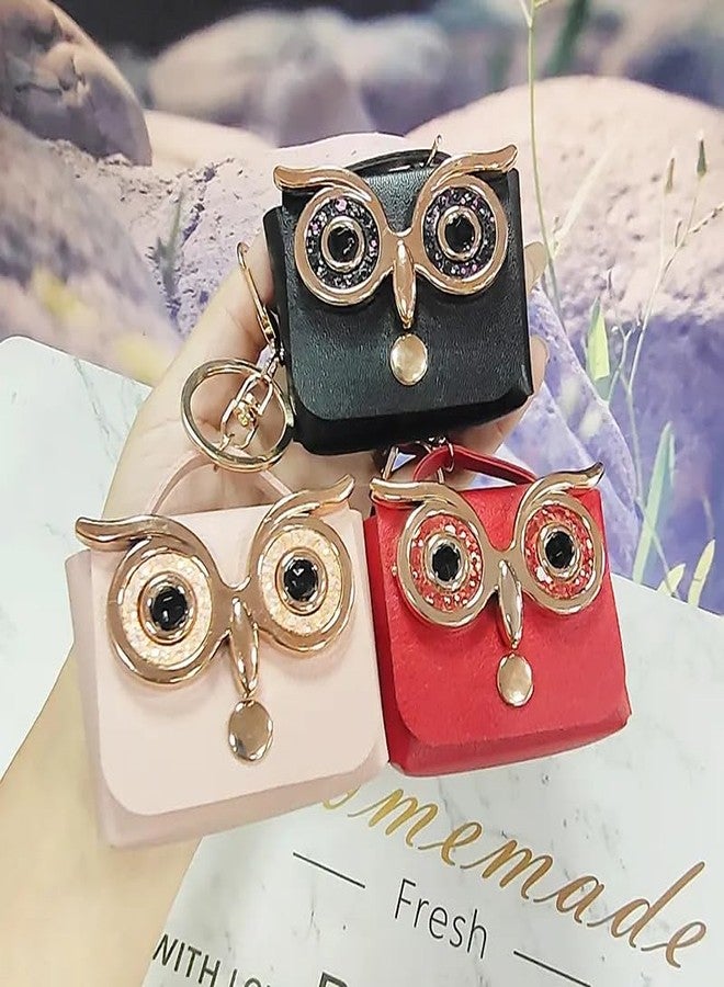 Lupro Keychain Coin Purse Earphone Storage Case Mini Owl Design Holder Bag Charm for Girls and Women, Pack of 1 (Black) - Image 3