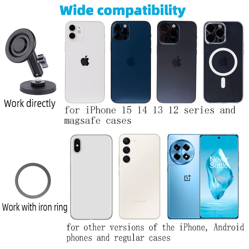 Leenconghui Gym Magnetic Phone Holder for MagSafe, Dual Magnetic Phone Mount for Gym Attach to Metal Surface, Compatible with iPhone 16 15 14 13 Pro Max MagSafe Case, 360Â° Adjustable, Perfect for Recording Video - Image 5
