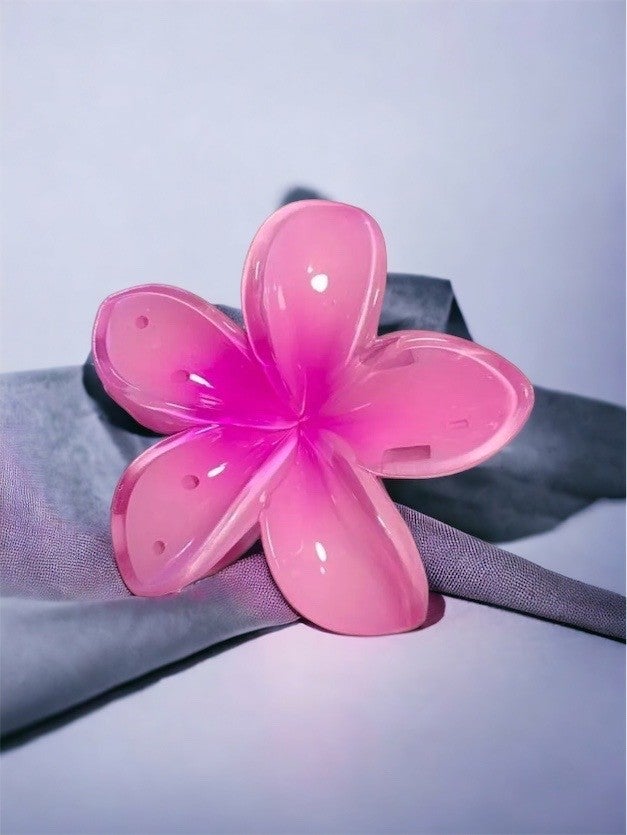 jack Pink Lotus Flower Shiny Acrylic Women's Latch Clasp  - Image 1