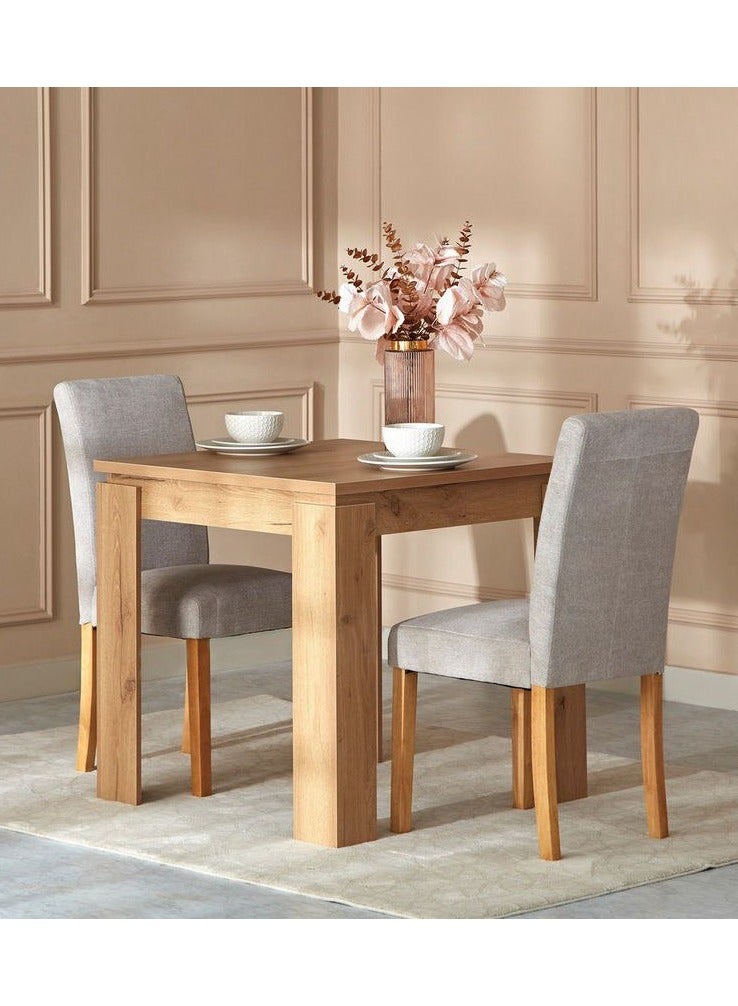 طقم طاولة طعام لشخصين – خشب MDF وكراسي كتان، مقاس 90×90×76 سم