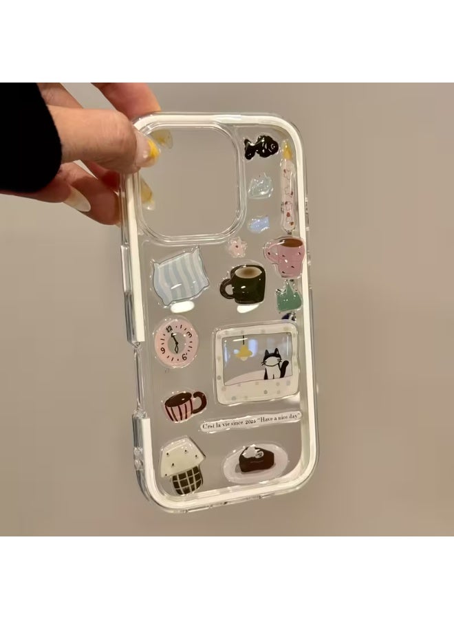 Temu A transparent, shockproof phone case with a cute dog chain and 3D cartoon design; a stylish, modern case compatible with iPhone 14 Pro. - Image 2