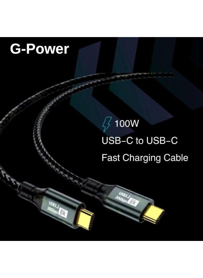 جي باور كابل الشحن السريع G-Power GP-C36 (USB-C إلى USB-C) بقوة 100 واط، متوافق مع سلسلة iPhone 15، وسلسلة سامسونج جالاكسي ونوت، وهواتف جوجل بيكسل، بطول متر واحد - أسود - Image 3