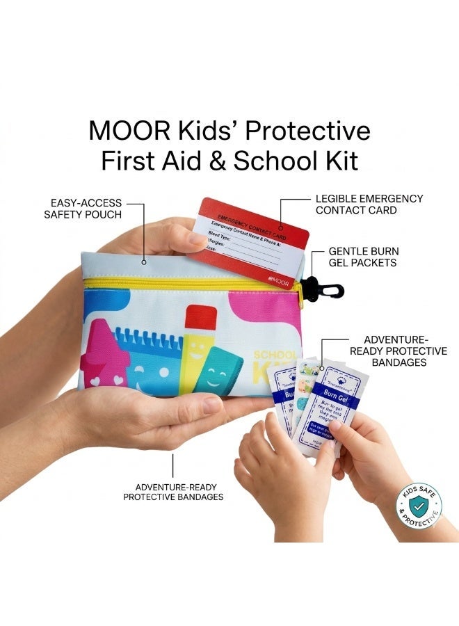 MOOR Kids First Aid Kit for School – Portable School Safety Kit with Bandages, Antiseptic Wipes, Gauze, Scissors & Tweezers | Compact Emergency Kit for Children, Travel & Outdoor - Image 5