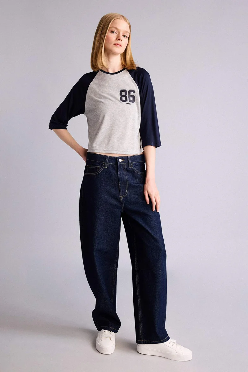 DeFacto Slim Fit Crew Neck Printed Short Sleeve T-Shirt