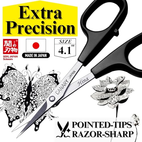 CANARY Professional Paper Scissors 4 Extra Pointed Tips Mini Precision Scissors for Cutting Art Kirie Paper Cut Art Made in Japan - Image 3
