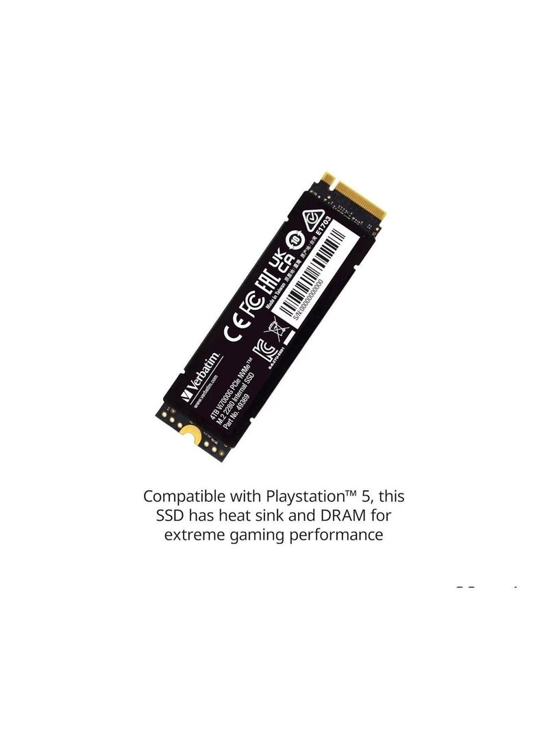 Verbatim Vi7000G 2TB PCIe NVMe M.2 2280 Internal SSD with Heatsink | PCIe Gen 4.0 | Up to 7400MB/s | For PlayStation 5 & Desktop PC | High-Speed Storage - Image 3