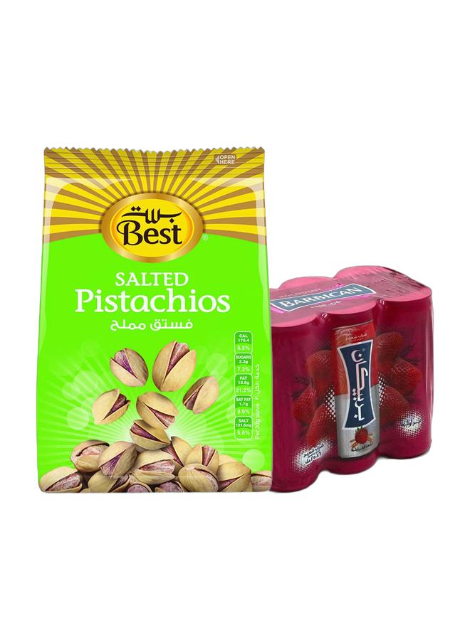 noon Best Salted Pistachios 150grams + Barbican Strawberry Flavor Malt Beverage, Can, 250ml × 6 Pack of 6 - Image 1