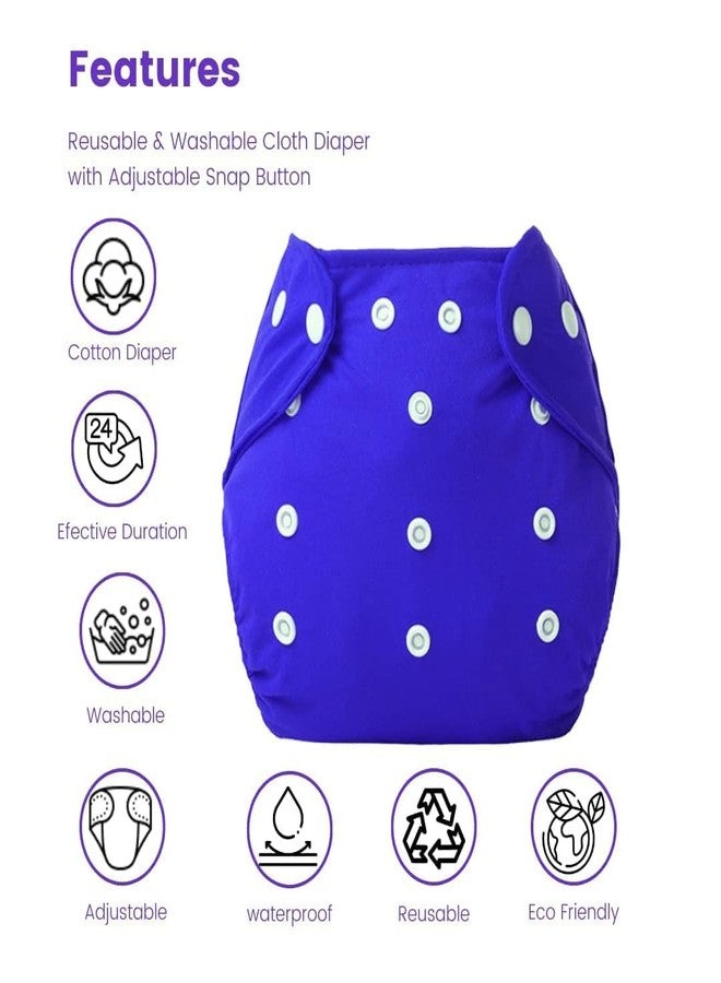 AEREX Reusable Baby Cotton Cloth Diapers For 0 to 1 Year With Black Insert Pads Leak Proof Washable Diapers For New Born Babies Adjustable Pocket Cloth Diaper Nappies (Multicolor, Pack of 2) - Image 5