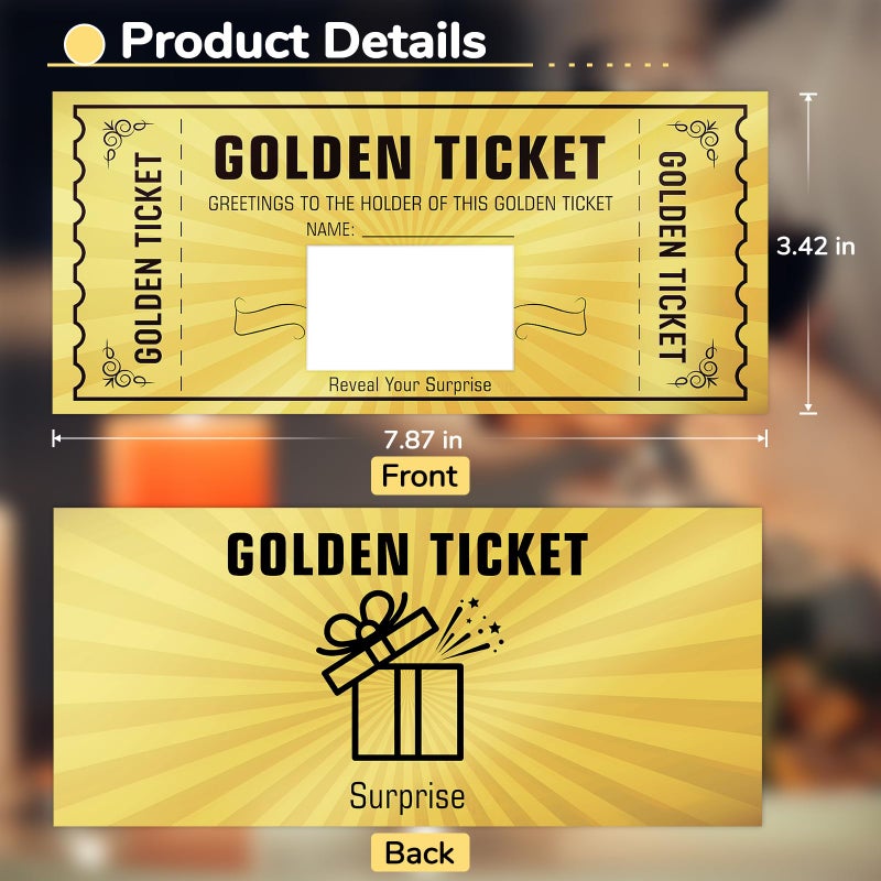 WenmthG 10 Sets Golden Ticket, Scratch Card Surprise Gift Reveal, Envelope for Birthday, Wedding, Concert, Cinema, Raffle Gift - Image 5