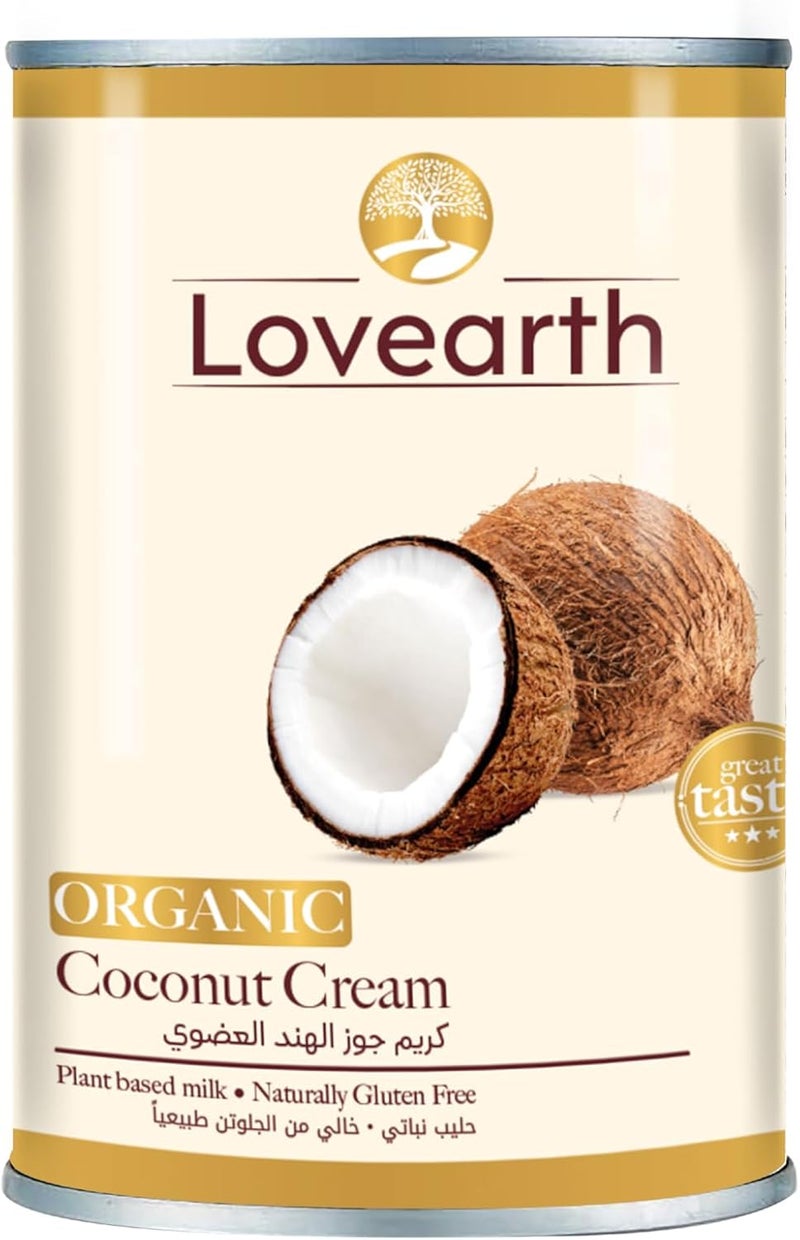 Lovearth Organic Coconut Cream, 400ml | 100% Pure  Coconut | For Cooking, Baking & Dairy Alternative | BPA-Free, Keto & Vegan - Image 1