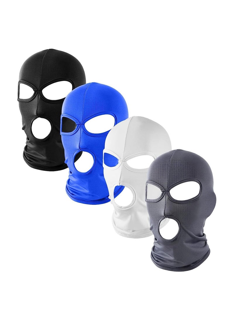 NIBEMINENT Balaclava Covering, 4Pcs Multicolor Three Holes Full Face Summer Thin Open Hood Windproof Motorcycle Cover for Cycling Skiing Outdoor Activities, Ice Silk Breathable  - Image 1