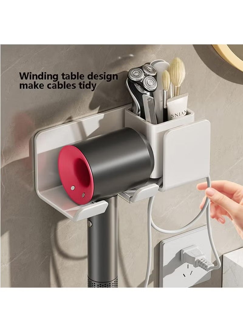 Hair Dryer Holder, Self Hairdryer Stand Station, Wall Mounted Blow Dryer Rack, Self Ahdesive Hairdryer Storage Stand, Hair Dryer Holder Dressing Table, for Most Hair Dryers Brackets (Black) - Image 2