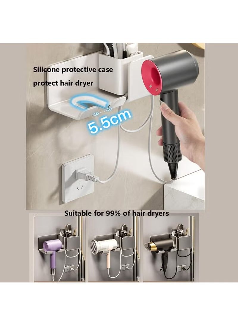 Hair Dryer Holder, Self Hairdryer Stand Station, Wall Mounted Blow Dryer Rack, Self Ahdesive Hairdryer Storage Stand, Hair Dryer Holder Dressing Table, for Most Hair Dryers Brackets (Black) - Image 3
