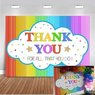 Mocsicka 7x5ft Thank You Backdrop Thanks for All You do Colorful Photo Backdrops Staff Teachers Professors Doctors - Image 1