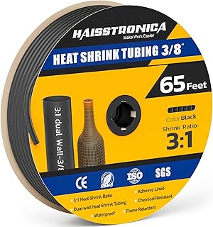 haisstronica haisstronica 65FT 3/8" Heat Shrink Tubing, 3:1 Shrink Ratio Adhesive Lined Marine Grade Heat Shrink Tube for  - Image 1