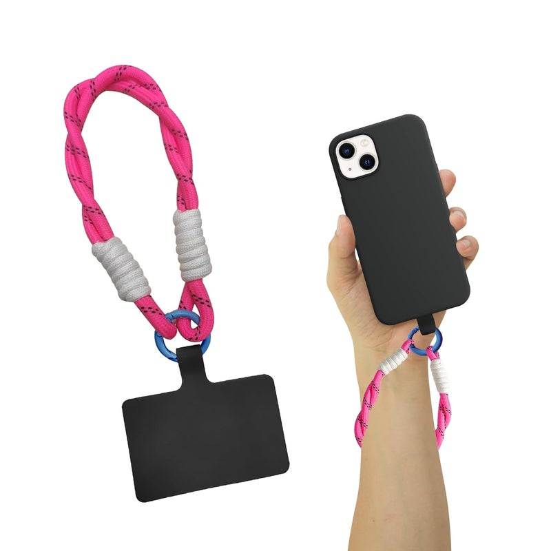 GadgetBite Phone Lanyard for iPhone Sling Hanging Chain Wrist Rope Multipurpose Hand Wrist Strap Cord Universal Anti-Lost Lanyard for Mobile Secure and Stylish - Neon Pink and White - Image 1